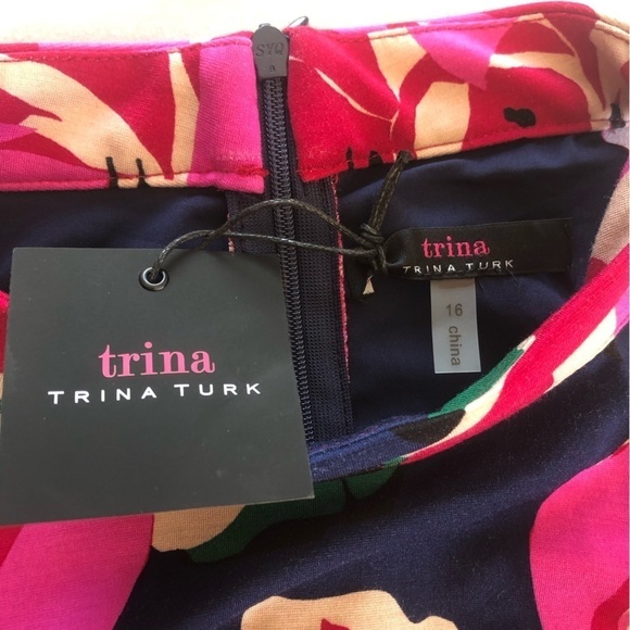 Trina Trina Turk Women's Floral Printed Ponte midi Dress, Pink Sz 16 - Picture 6 of 17